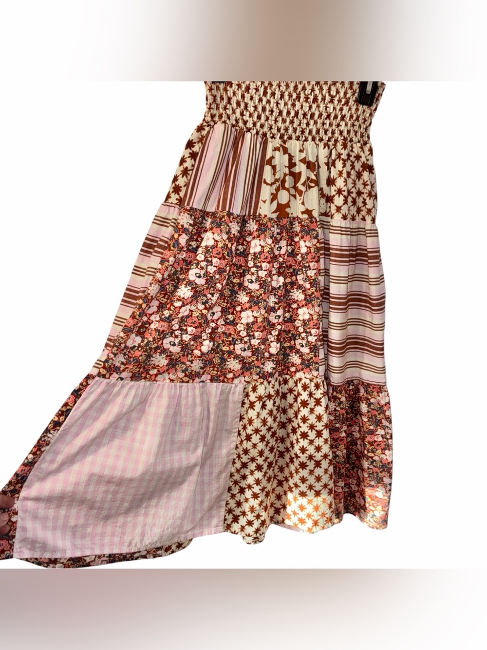 Universal Thread Patchwork Maxi Skirt in Pink and Brown Floral Mix Size Small